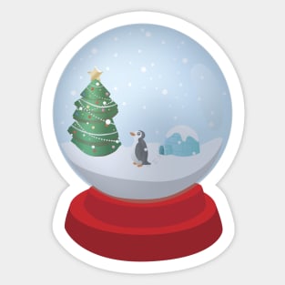 Snow Globe Penguin Sticker